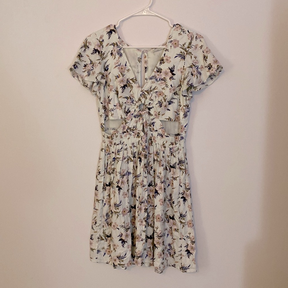 American eagle length short light light blue floral dress size M